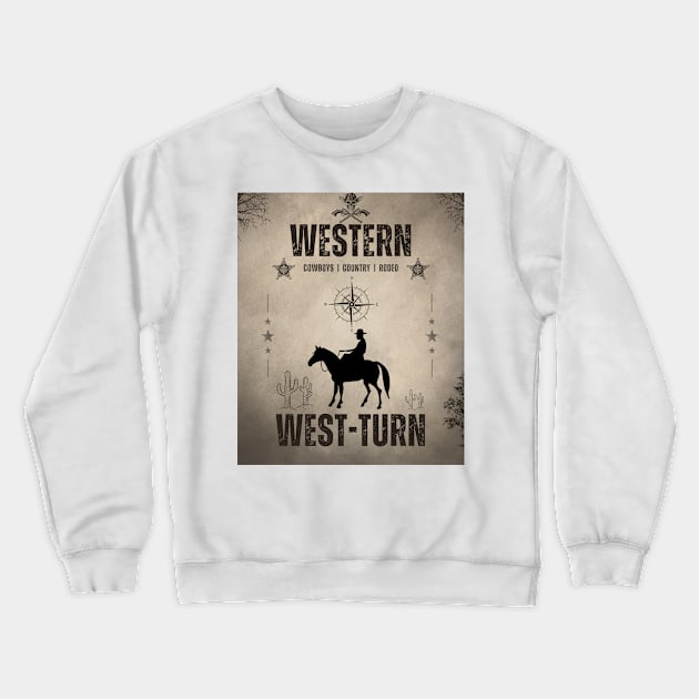 Western Design Crewneck Sweatshirt by AllForMe